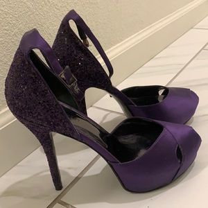 Purple heels with glitter